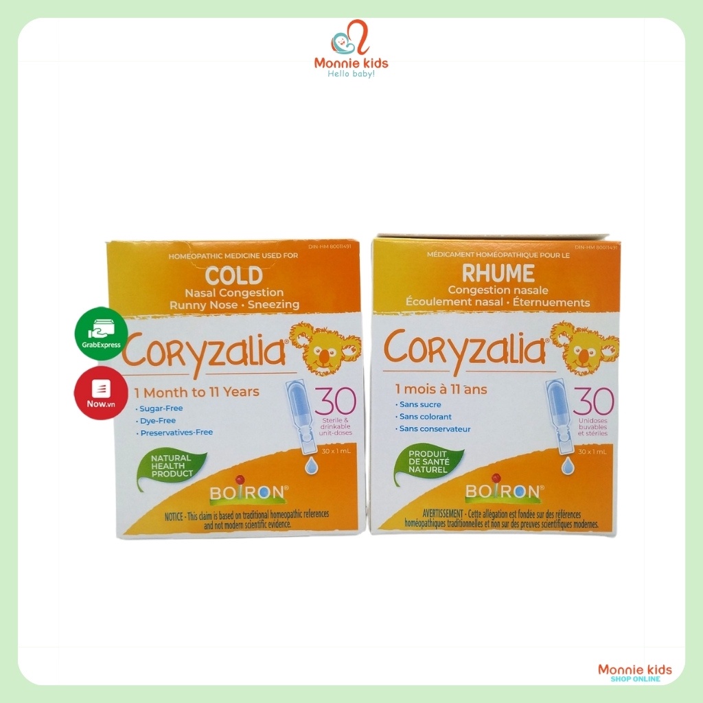 Nước muối uống vi lượng đồng căn Boiron Coryzalia 30ml, muối uống cho bé Canada - Monnie Kids