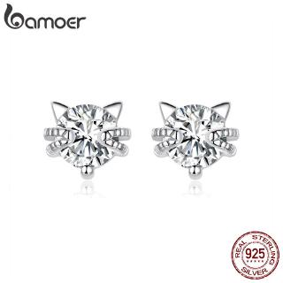 BAMOER Bông Tai Bạc 925 Hình Chú Mèo Dễ Thương Cho Nữ bse205