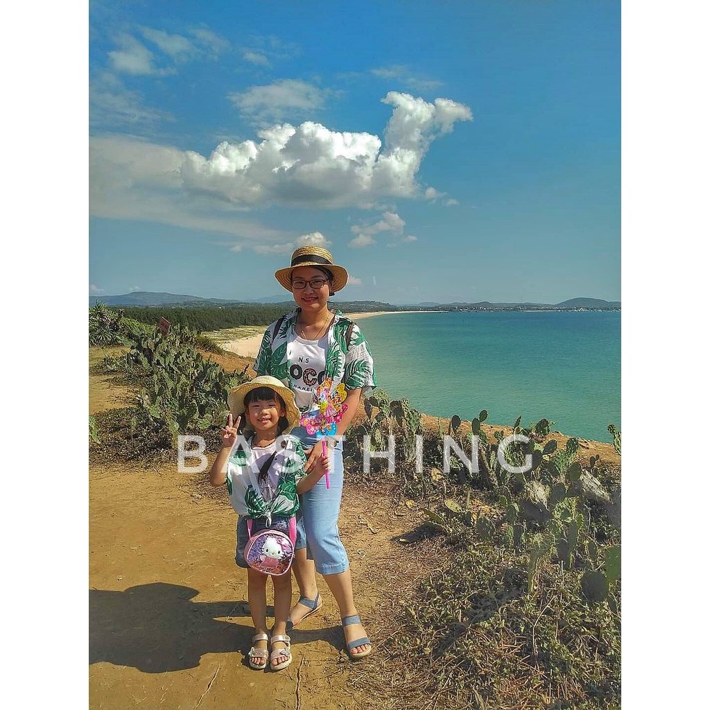 Áo sơ mi đi biển nam nữ - Lá cây - Đồng phục đi biển gia đình , nhóm lớp , cty vãi đũi mềm mịn mát - sơ mi Hawaii đi cây