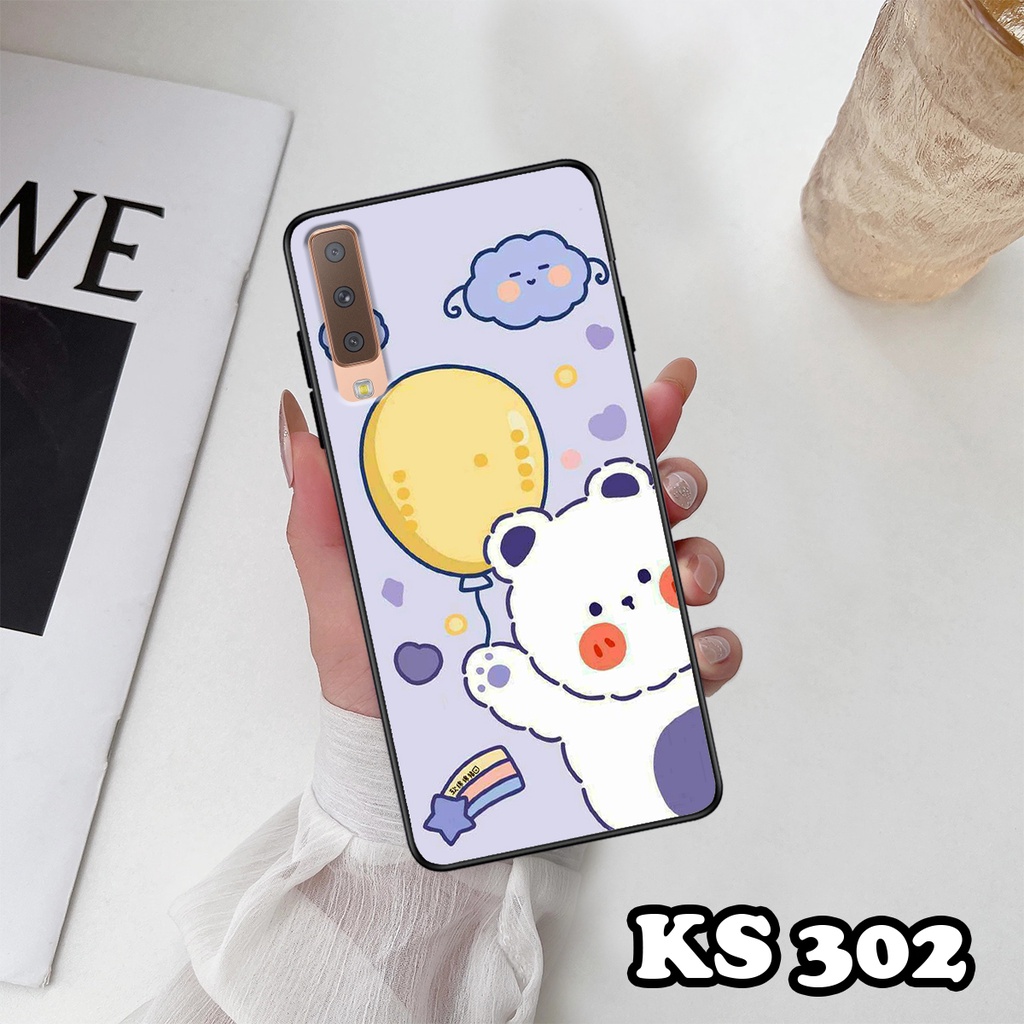 Ốp lưng Samsung A7 2018 - Samsung A9 2018 - Ốp in hình Gấu&amp;Thỏ siêu xinh - Lưng nhám viền TPU chống trầy xước