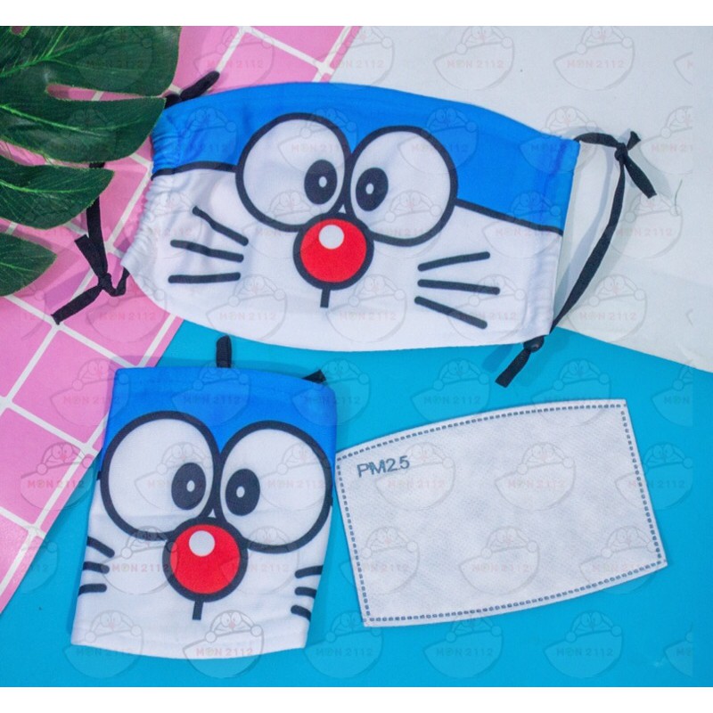 [Mã SKAMA06 giảm 8% tối đa 50K đơn 250K] KHẨU TRANG VẢI THUN NGỪƠI LỚN DORAEMON DOREMON