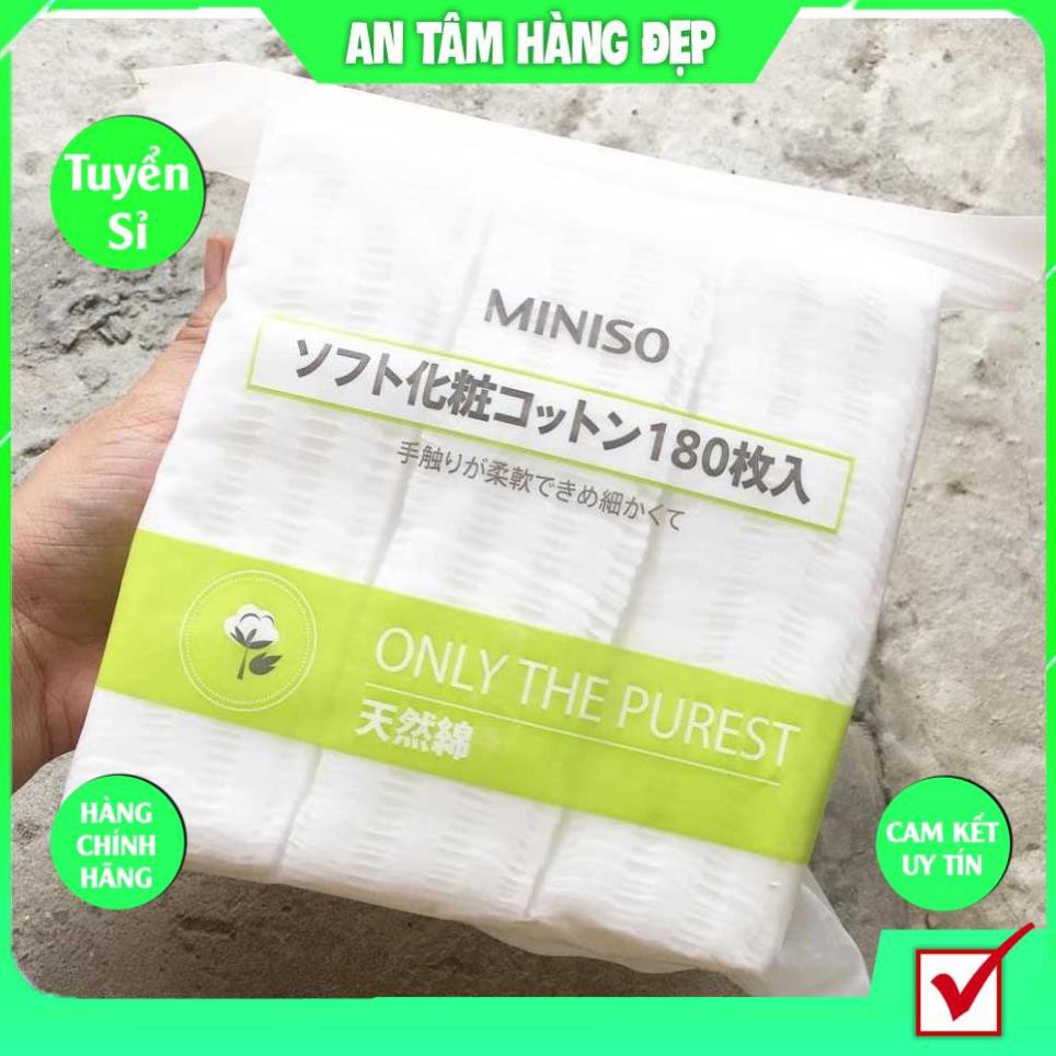 Bông tẩy trang COTTON Mềm Mại Mịn Miniso Nhật Bản 180 miếng KING DC Làm Sạch Bụi Bẩn Dễ Dàng