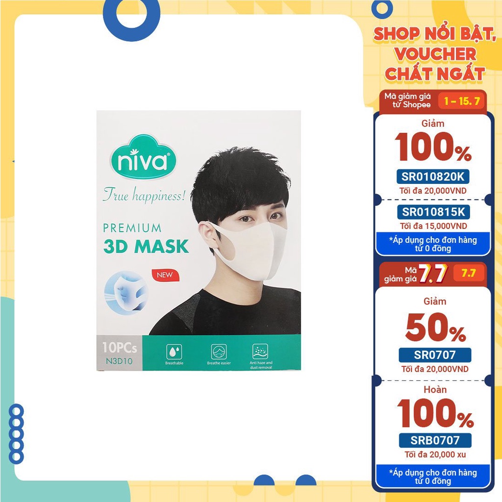 Khẩu trang Niva 3D hàng công ty, chất liệu mềm mại, không hằn da, hàng chính hãng, FREESHIP