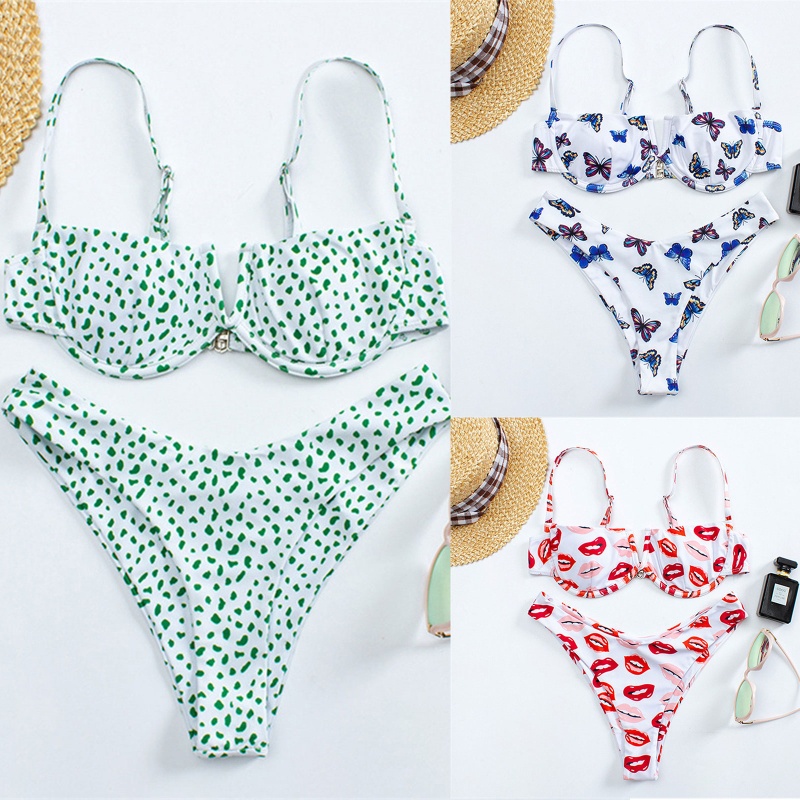 Bộ Đồ Bơi Bikini 2 Mảnh Họa Tiết Chấm Bi Quyến Rũ Cho Nữ