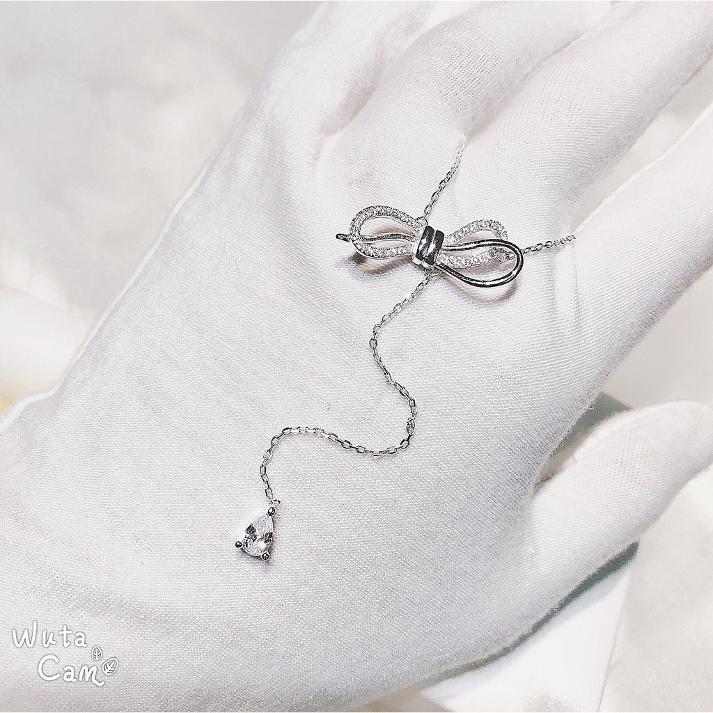 Dây chuyền bạc QMJ Choker Nơ điều chỉnh được nhiều độ dài sang trọng thanh lịch, vòn cổ thời trang nữ [Bạc Chuẩn] QD005