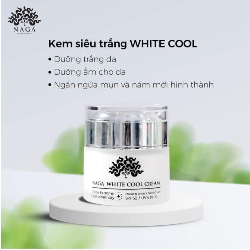 Kem face dưỡng trắng da, ngăn ngừa nám mụn, tái tạo da, White Cool Naga tinh dầu nghệ, collagen, mật ong, 20gr