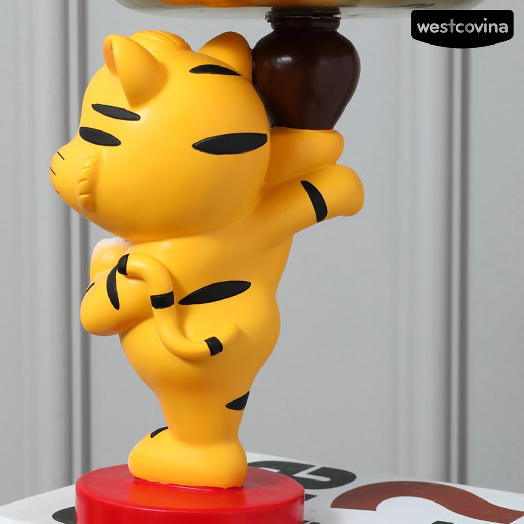 1 bộ tượng điêu khắc để bàn hình chú hổ dễ thương trang trí văn phòng