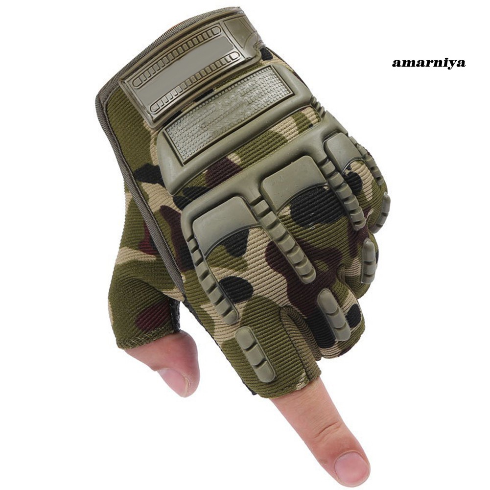 AY-ᴥMen's Army Military Outdoor Combat Bicycle Airsoft Half Finger Gloves