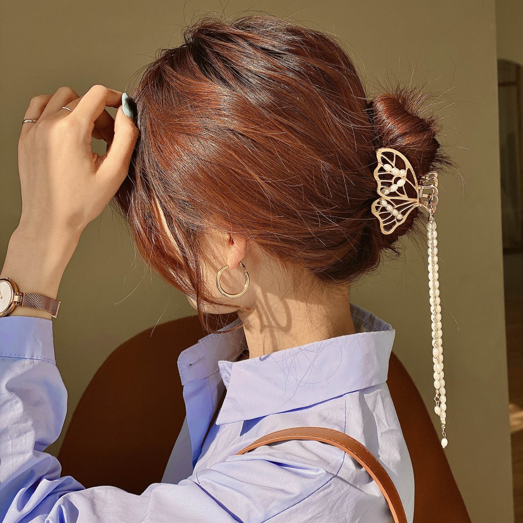 Trâm Cài Tóc Kim Loại Đính Ngọc Trai Nhân Tạo Phong Cách Hàn Quốc