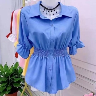 Áo Sơ Mi Chiffon Tay Ngắn Dáng Rộng Màu Trơn Thời Trang Mùa Hè Cho Nữ