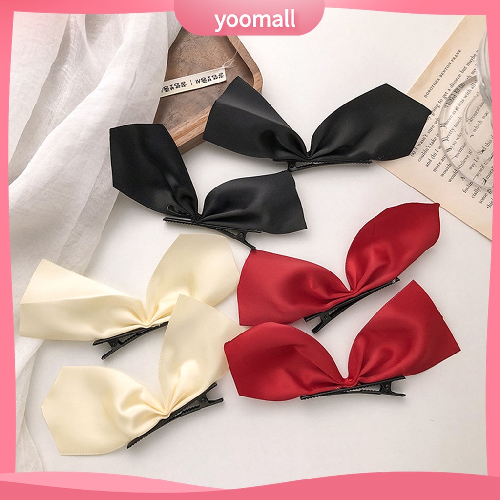 Yomall♡ 1 Cặp Kẹp Tóc Hình Nơ Màu Sắc Xinh Xắn Cho Nữ