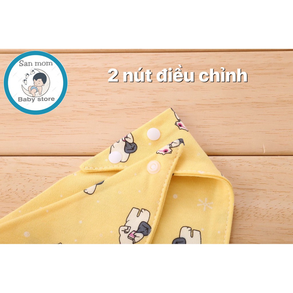 Yếm Tam Giác Xô/Cotton Cho Bé Sơ Sinh Có 2 Lớp và nút cài 2 nấc, Thoáng Khí,Mịn Màng Với Làn Da Bé