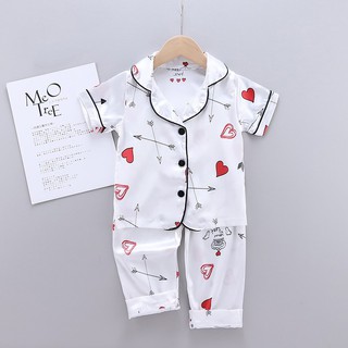 Set áo thun tay ngắn in hình trái tim + quần dài cho bé