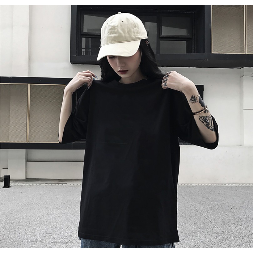 Áo thun Unisex. Basic Tee phông trơn nam nữ tay lỡ oversize form rộng 2 màu | BigBuy360 - bigbuy360.vn