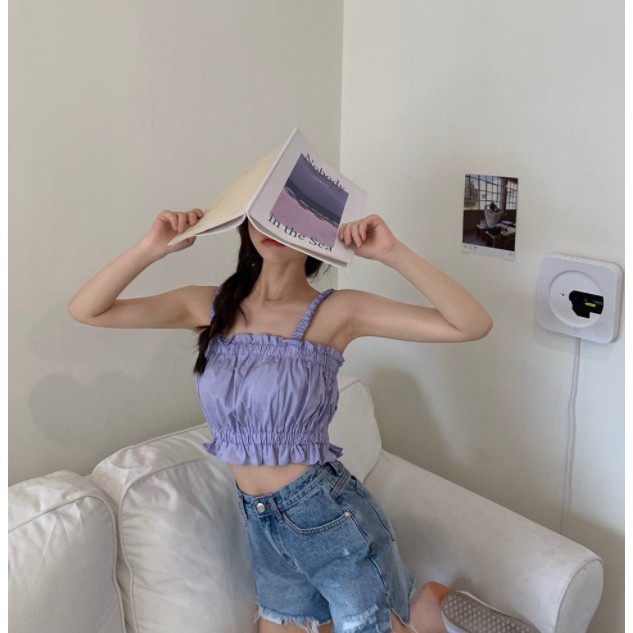 Áo croptop 2 dây chun ngực chất đũi cực xinh / áo hai dây croptop siêu xinh | BigBuy360 - bigbuy360.vn