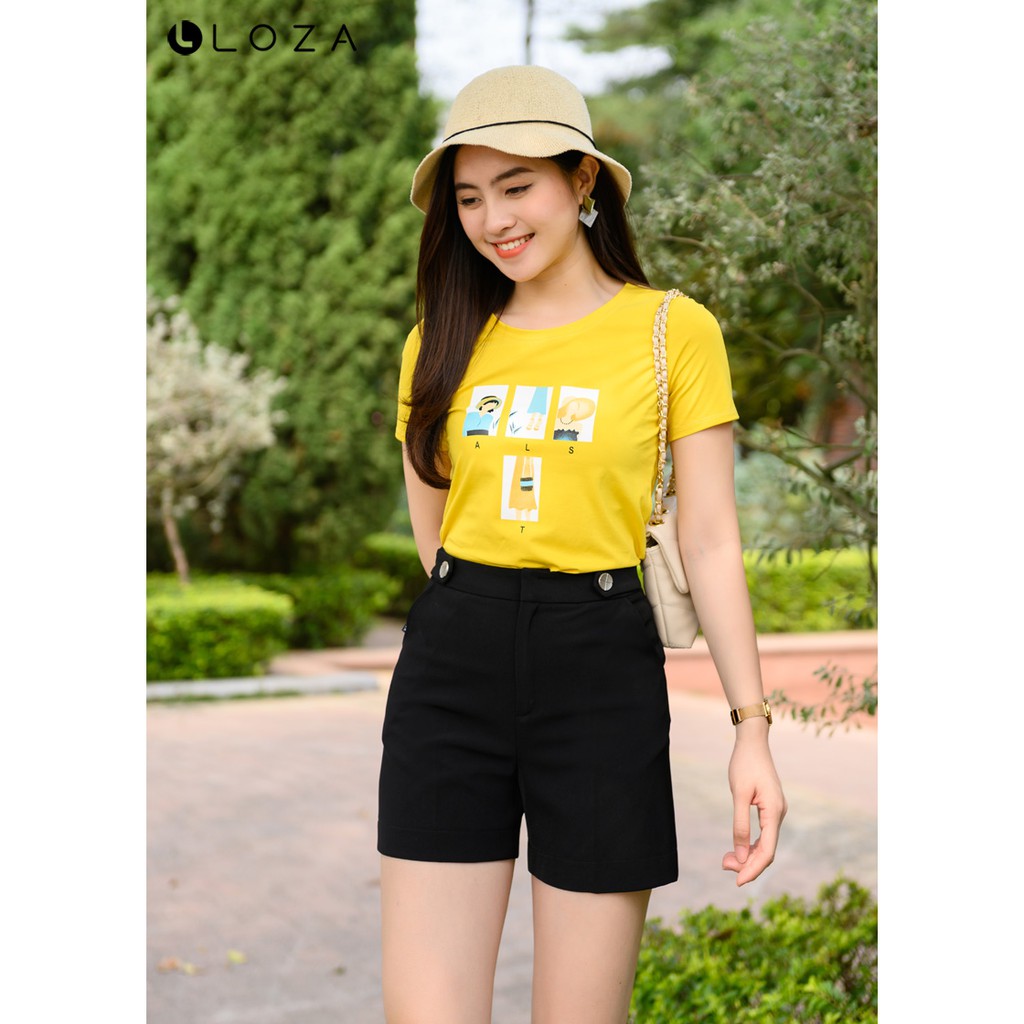 Quần short nữ cạp đính cúc-LOZA LQ03106