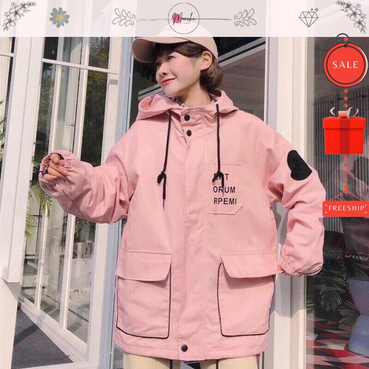 Áo Khoác Kaki ERT Lót Lụa In Chữ Khóa Kéo 2 Túi Trước Dáng Rộng 4 Màu Freesize | BigBuy360 - bigbuy360.vn