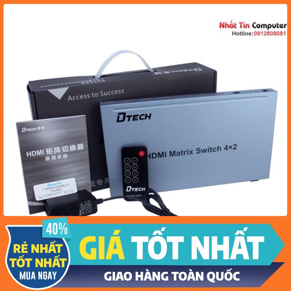 Bộ gộp HDMI 4 vào 2 ra Dtech DT-7029 hàng chính hãng