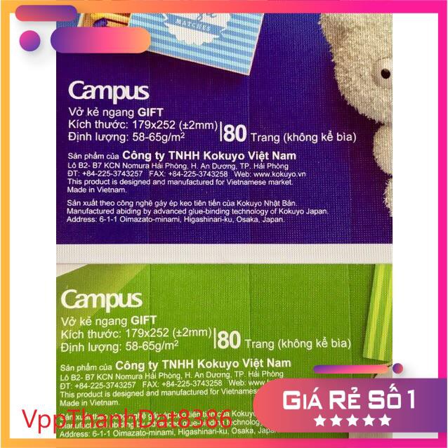 (Sale)  Set 10 Vở kẻ ngang Campus Gift 80 trang hàng chuẩn