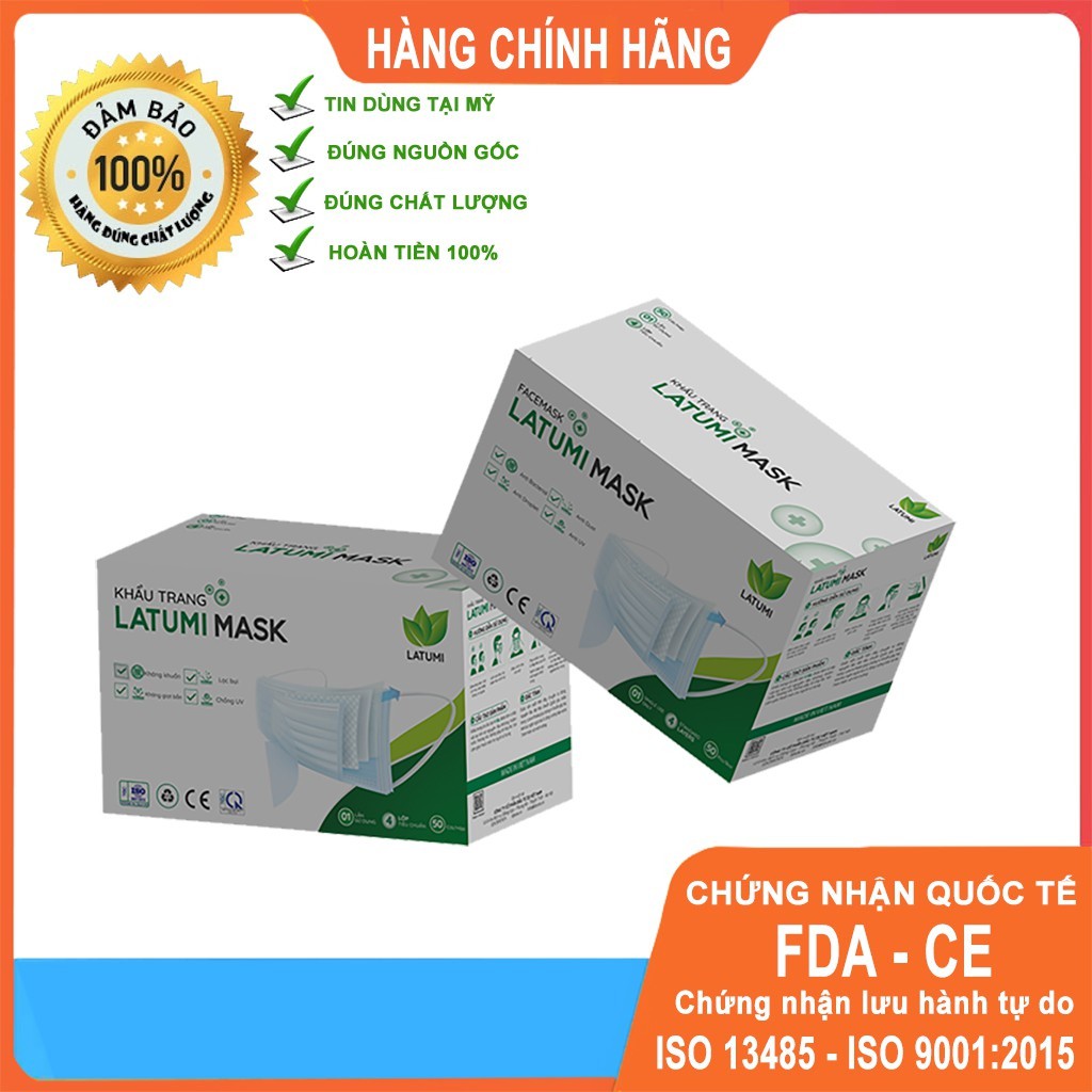 Khẩu Trang Y Tế 4 Lớp Kháng Khuẩn Cao Cấp Hộp 50 Có Logo, Tem Sản Xuất Đạt Tiêu Chuẩn Y Tế, Chứng Nhận ISO13485, CE