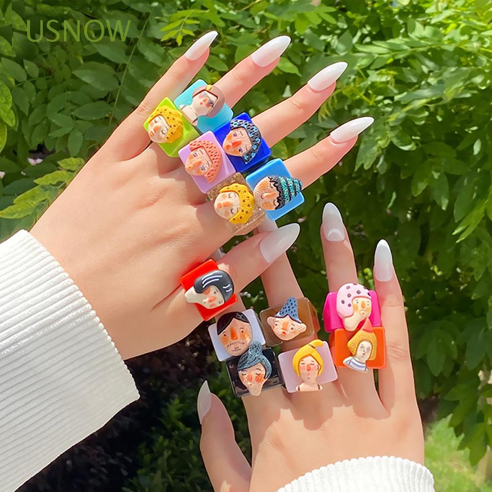 Nhẫn Đeo Ngón Tay Bằng Nhựa Acrylic Thời Trang Hàn Quốc Dành Cho Nữ