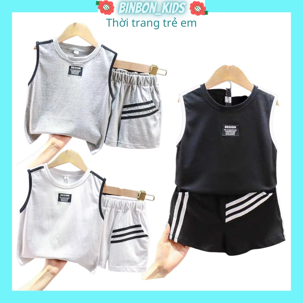 Đồ bộ hè sát nách cho bé trai BinBon Kids,Bộ Sát Nách Chất Cotton Cho Bé từ 6-26kg