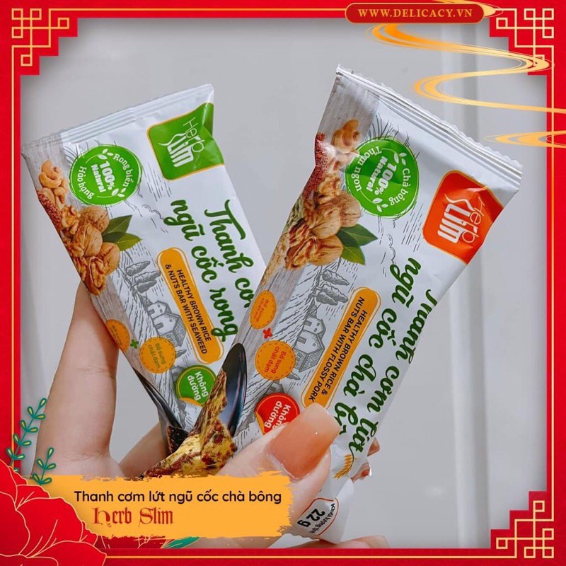 thanh cơm ngũ cốc gạo lứt Herbal Slim vị Chà bông rong biển