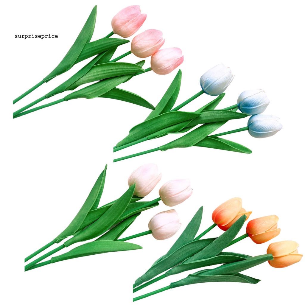 Set 3 Bông Hoa Tulip Nhân Tạo Nhiều Màu Sắc Dùng Để Trang Trí