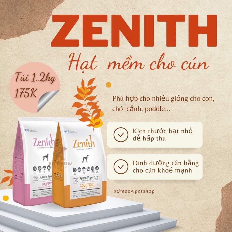 Zenith puppy hạt mềm cho chó túi 1.2kg gồm 4 túi nhỏ 300g bên trong