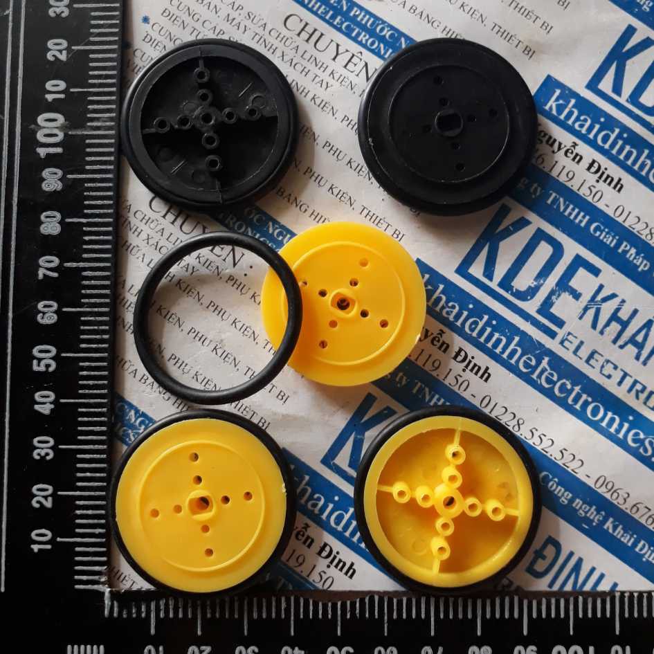 bánh xe ròng rọc 362A/363A 36mm trục 2mm/3mm vàng/đen kde3012