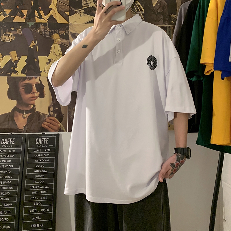 Áo thun Polo tay ngắn dáng rộng phong cách thời trang hàn quốc