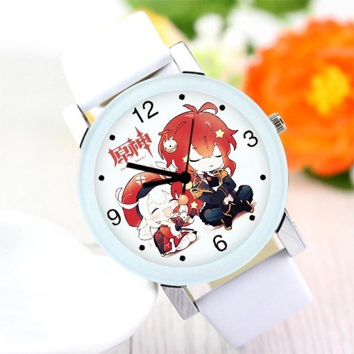 Đồng hồ đeo tay nam nữ in hình GENSHIN IMPACT thời trang phong cách game chibi anime