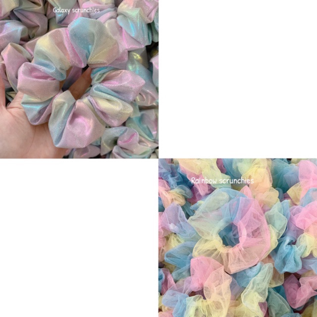 Cột tóc scrunchies cầu vồng