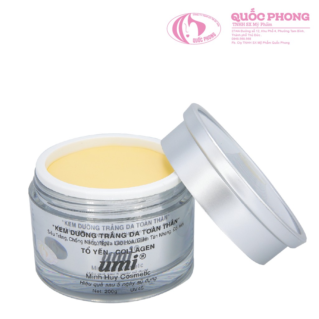 KEM DƯỠNG THỂ TOÀN THÂN CAO CẤP (Dạng kem đặc) Chiết xuất dưỡng chất TỔ YẾN BIO NANO COLLAGEN UMI (NET. 200g)