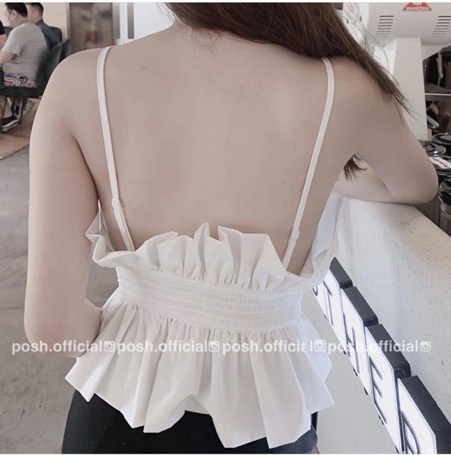 Áo trắng hai dây xinh Rosiee Top có mút ngực from chuẩn tôn dáng ôm xoè nhẹ dễ mix phía sau bo chun có dây tự điều chỉnh | WebRaoVat - webraovat.net.vn