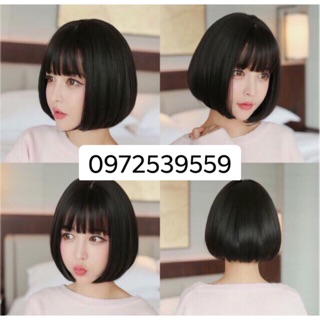 Tóc nguyên đầu ngắn vic đủ mầu tặng lược chuyên dụng + lưới chùm tóc ( có ảnh thật)