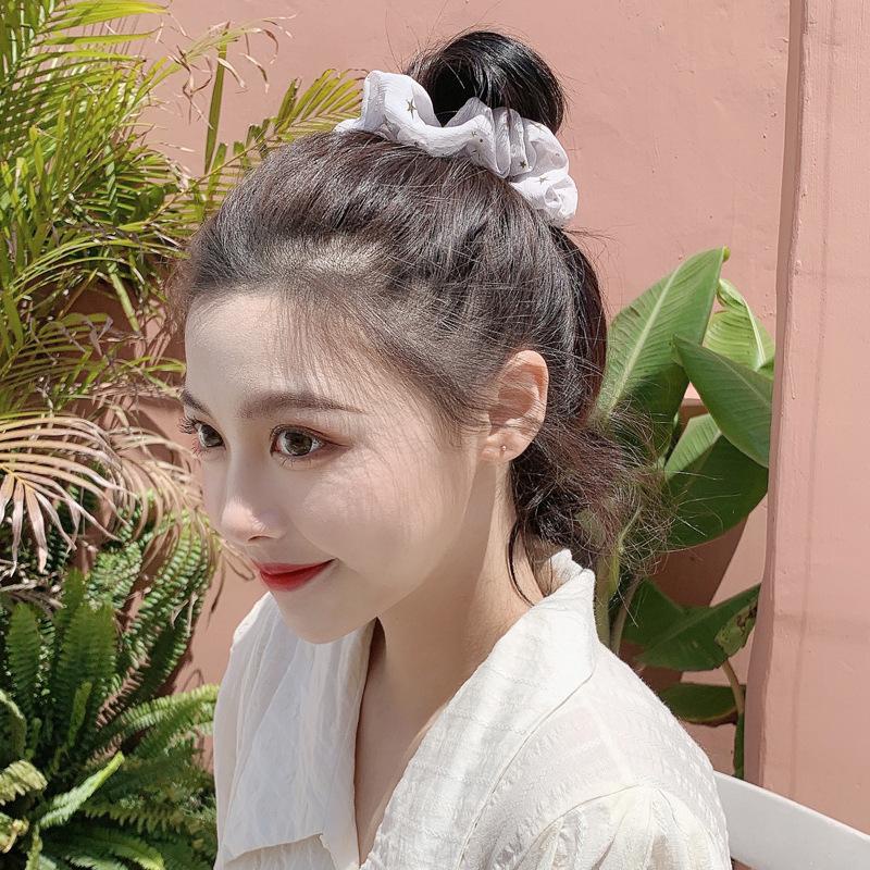 Dây cột tóc vải scrunchies ngôi sao nhỏ - đồ buộc tóc crunchies hình trái dâu ngọt ngào cho nữ và bé gái phong cách Hàn