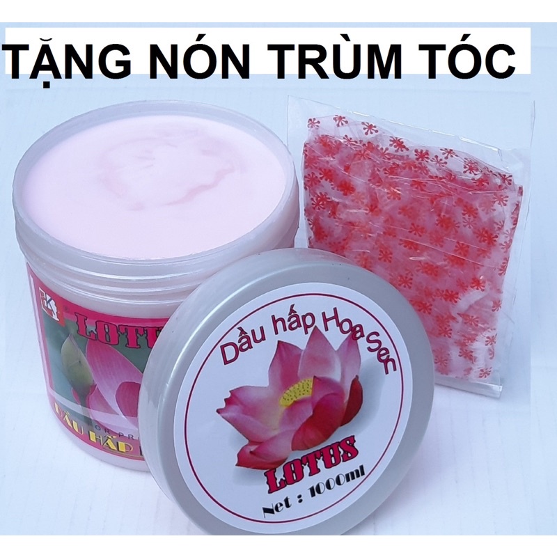 [SIÊU RẺ] HẤP DẦU LOTUS, Ủ TÓC HOA SEN 1000ml tặng mũ trùm