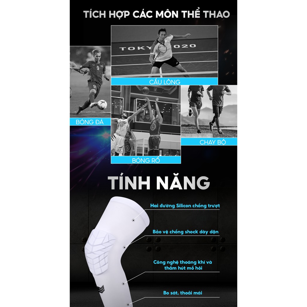 Bó gối thể thao Băng bảo vệ đầu gối Redikick có đệm chống chấn thương chơi Đá Bóng Bóng rổ Tennis Bóng chuyền Gym