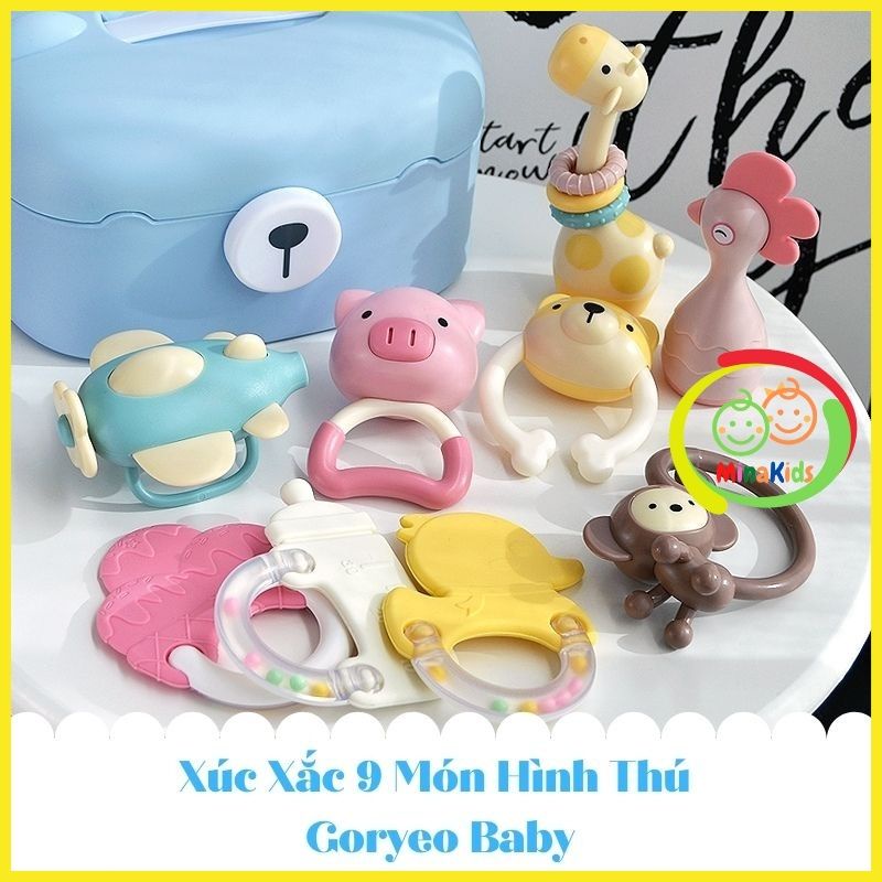 Xúc Xắc Gặm Nướu Goryeo Baby Hàn Quốc Lục Lạc Cho Bé Nhựa ABS An Toàn 9 món Hình Thú XX03