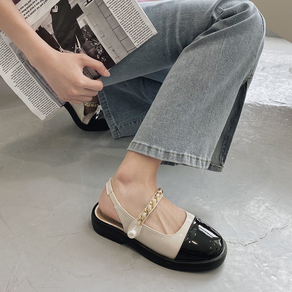Giày da phối màu thời trang mới cho nữ