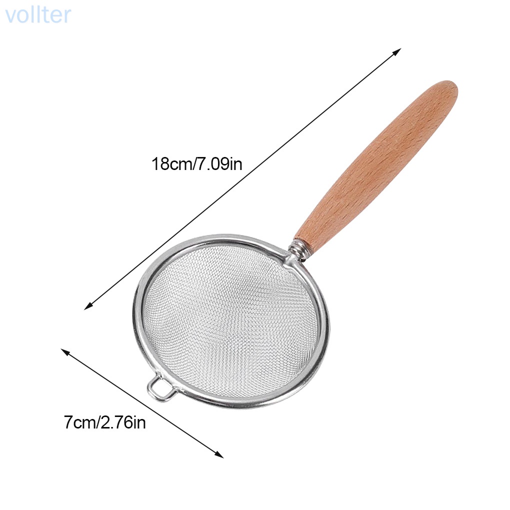 Muỗng Rây Bột Bằng Thép Không Gỉ 304 Với Tay Cầm Bằng Gỗ Tiện Dụng Cho Nhà Bếp