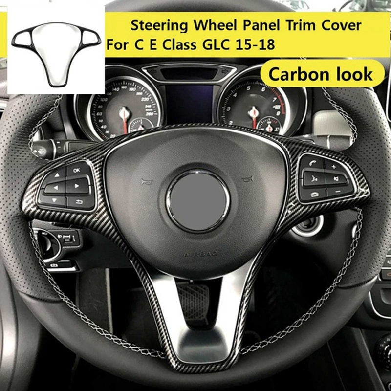 Viền Bọc Bảng Điều Khiển Vô Lăng Xe Hơi Bằng Sợi Carbon Cho Mercedes Benz W213 W205 X253 C E GLC 2014-2017