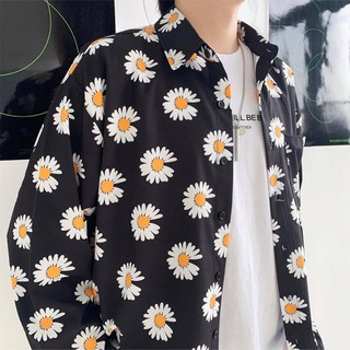 Áo Sợ Mi Lụa Tay Ngắn Nam Nữ Hoa Cúc Unisex