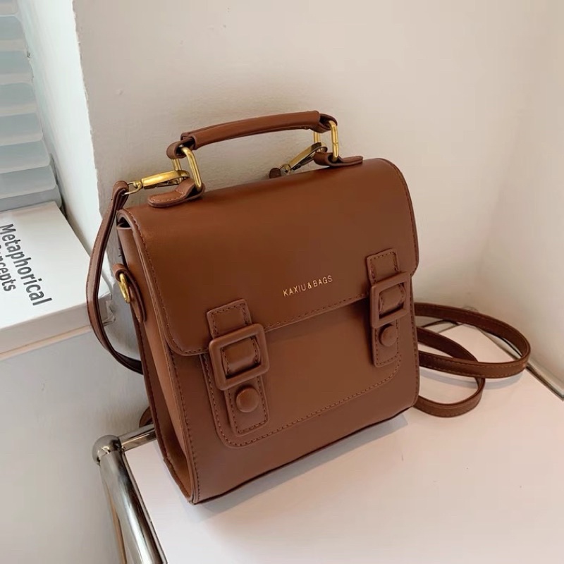 Balo mini thời trang nữ - balo da pu dáng vuông vintage cá tính - đeo chéo xách tay