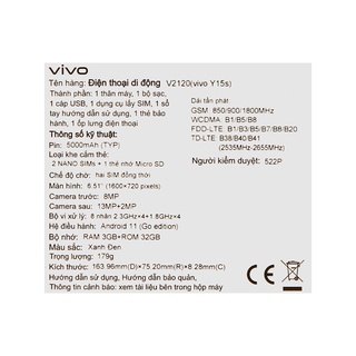 Điện thoại Vivo Y15s