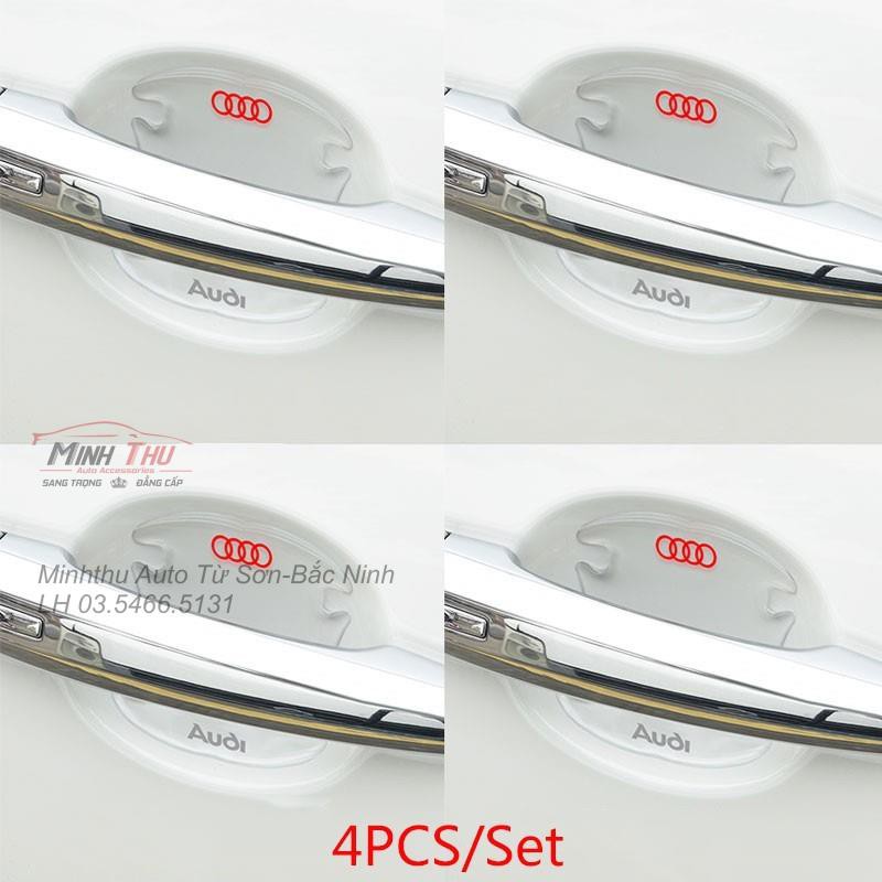 (Audi) Bộ 10 Miếng Dán Silicon Chống Xước Hõm Cửa, Tay Nắm Cửa và Gương Hãng Xe Audi