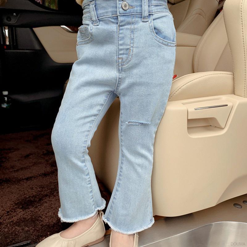 Quần Jeans lưng cao ống loe cho bé gái đáng yêu