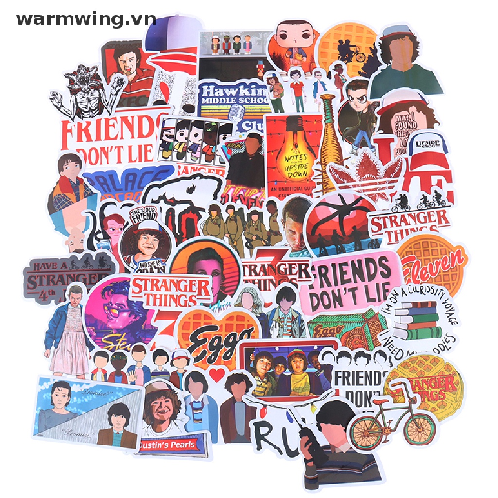 【warmwing】 50Pcs Stranger Things Skateboard Stickers Vinyl Laptop Luggage Phone Decals .