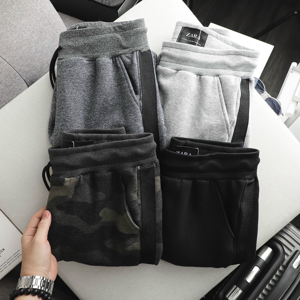 Quần short nam Basic Short With Tripped. size S M L XL  Chất cotton nỉ bông, bo dệt đồng màu